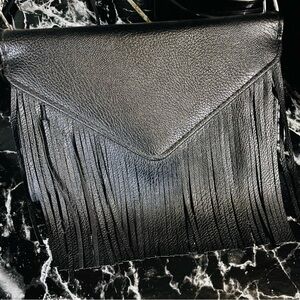 Black Fringe Leather Bag